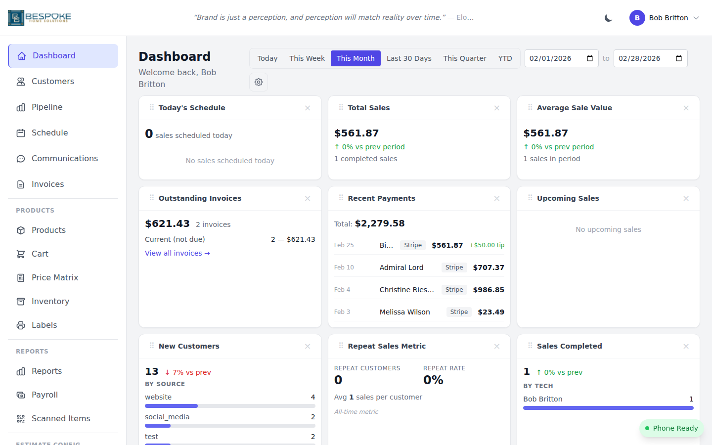 Handyman Pro Dashboard